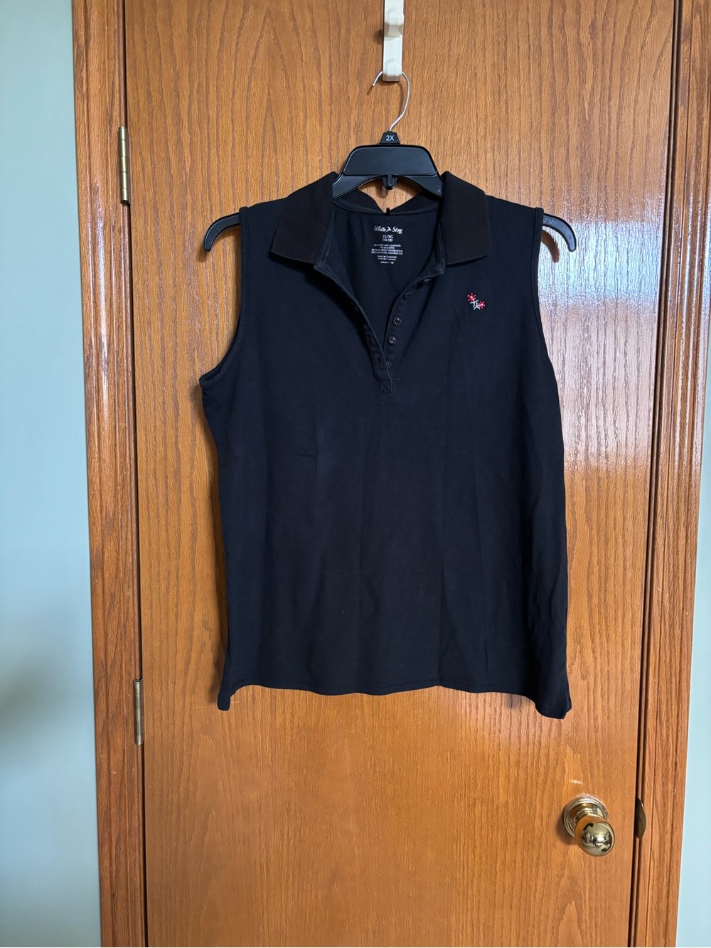 Sleeveless Black Polo Top